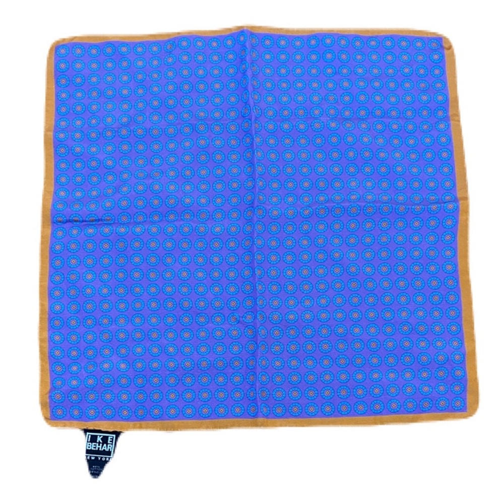 Vintage Ike Behar Orange and Purple Pocket Square Silk Blend Made in Italy
